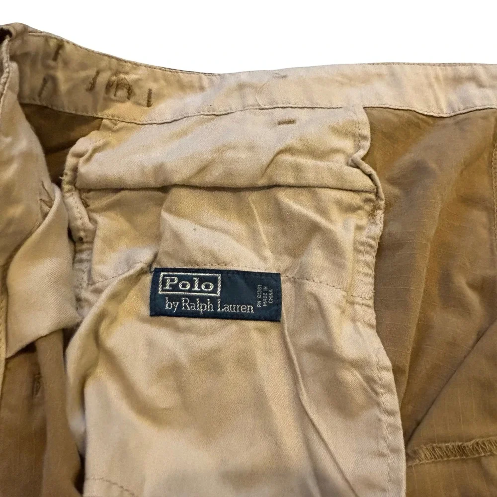 Polo Ralph Lauren Mens Tan Cotton Ripstop Military Cargo Pants Straight‎ 42x32